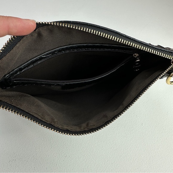 Stauer Sloane Crocodile-Embossed Clutch Black Wristlet Crossbody NWOT - Picture 7 of 13